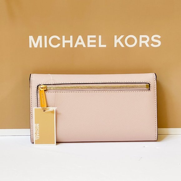 Michael Kors Jet Set Travel Large Trifold Wallet Pink Powder Blush - Picture 2 of 8